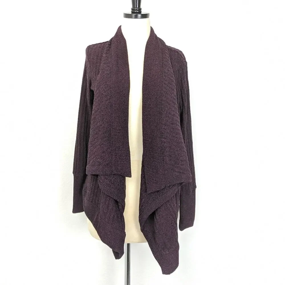 ATHLETA Tiburon Cardigan Sweater Ribbed Sleeve Purple Seasonless Waterfall XXS S